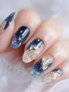 星空デザイン ネイルチップセット　ニュアンス　結婚式