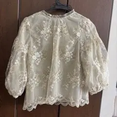 mysty woman チュールレース ブラウス 花柄刺繍 フリーサイズ