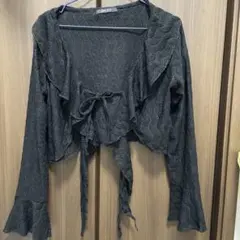 カーディガンボレロy2kショート丈クロップド丈春夏羽織ブラックフリル