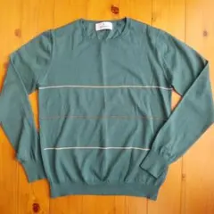 MORABITO グリーン ニットセーター 長袖 ウール100% ⚠穴あきあり