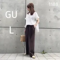 1188 GU ジーユー タックワイドパンツ ダークブラウン