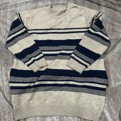 4L ベージュ ストライプ ニットセーター