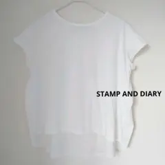 STAMPANDDIARY　白半袖ブラウストップス　異素材ミックス アシメヘムのサムネイル