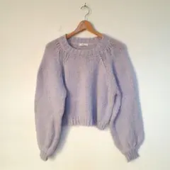 earth ニット 透かし ショート丈 バルーン プルオーバー 冬