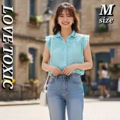 ラブトキシック チェック柄 ブラウス フリル袖 夏 Mサイズ