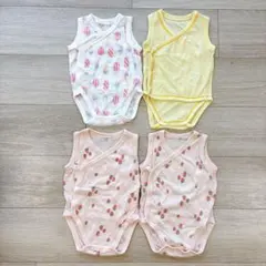 【60cm】UNIQLO コットンメッシュボディスーツ 前開き 4枚セット