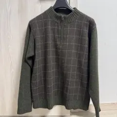 90s CHAPS ラルフローレン ハーフジップ ニット シルク混 チェック L