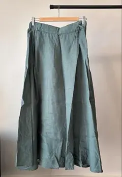 ユナイテッドアローズ　グリーン フレアスカート　リネン素材
