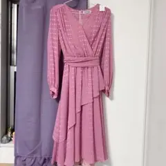古着　ピンク　ロングワンピース　パーティドレス
