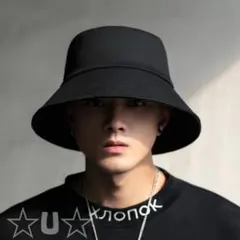 バケットハット メンズ　帽子 レディース 韓国 男女兼用 黒 ブラック 定番