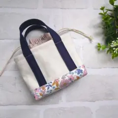 小さくて可愛い♪トートバック風ミニ巾着ポーチ　花柄