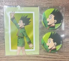 ハンターハンター ゴン 歩みver.グリッター缶バッジ 特典ブロマイド セット