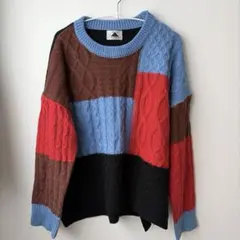 【人気】ABITOKYO アビトーキョー ブロック パッチワーク ケーブルニット