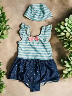 ま*ん様 m*o様 女の子用ストライプワンピース水着110サイズ