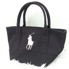 ポロラルフローレン　ミニトートバッグ　XS キャンバス　ビッグポニー　ブラック