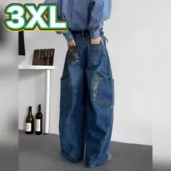 デニムパンツ ワイドパンツ 3XL ブルー メンズ サイドポケット ストリート
