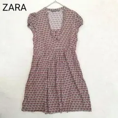 ザラベーシック　ZARA 花柄 半袖チュニック　バラ柄　フェミニン　M　Y2K