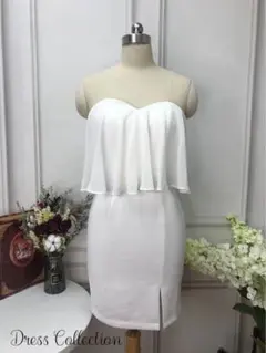 Dresscollection フリル付きストラップレスナイトドレス