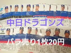 中日ドラゴンズ　カルビー　プロ野球チップス　バラ売り可