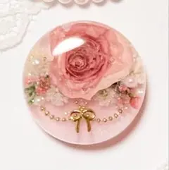 814可憐な♡レジンヘアゴム ハート ピンクローズ潤みブーケ 980可憐な♡レジンヘアゴム ハート ピンクローズ シルバーリボン