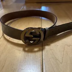 GUCCI ブラウンレザーベルト ダブルGロゴのサムネイル