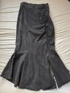 Trifle ブラックデニムフレアロングスカート