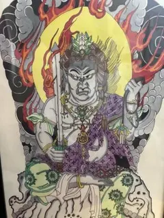 金運！魔除け！祈祷品 黄金不動明王様 金属性お守り護符 曼殊門跡寺院