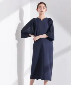 【新品/2025SS】ナノユニバース シアーボリュームスリーブコンビワンピース