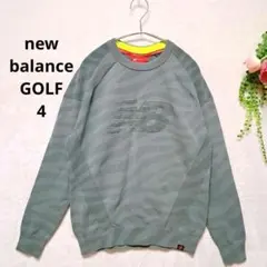 【美品】New Balance GOLF ニット カーキ ポリエステル M ロゴ