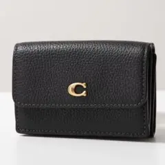 COACH ブラック レザー 三つ折り財布