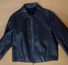 【美品】ZARA フェイクレザージャケット ブラック Sサイズのサムネイル