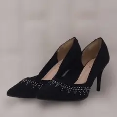 Freude 黒ヒール Sサイズ ビジュー付き