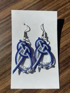 水引ピアス青系ブルー系 あわじ結び ハンドメイドアクセサリーポケットティッシュ付