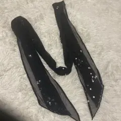 黒 スパンコール オーガンジー ストール ショール ヘアアクセサリー　結婚式