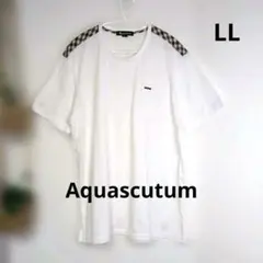 美品　アクアスキュータム　肩クラブチェック柄　ポケットメタルプレート付　Tシャツのサムネイル