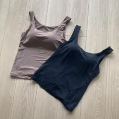 ユニクロ　エアリズムブラタンクトップ　Mサイズ　ブラウン　ブラック　2枚セット