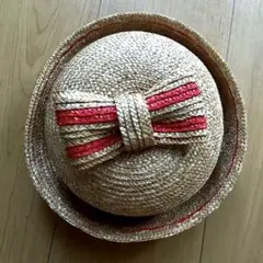麦わら帽子 赤いリボン付き　新品