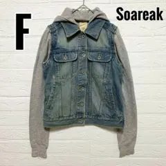 ソアリーク　デニムジャケット　ベスト　2way フード　取り外し　【F】
