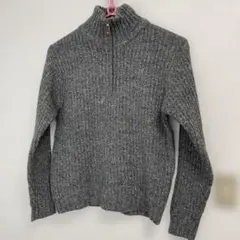ジッパー付きハイネック ニットセーター