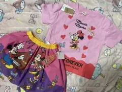 新品しまむら　Littc ミッキーミニー Tシャツ スカパンセットアップ　100