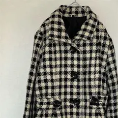 トップバリュ 千鳥格子 総柄 コート 13AR 大きいサイズ XL モノトーンのサムネイル