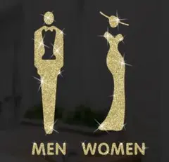 男女トイレサイン ステッカー　ゴールド　Yuria Shop