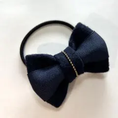 ヘアゴム＊リボン ネイビー