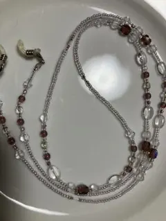 メガネチェーン アメジストビーズ　チェコビーズ　マスクチェーン　グラスコード