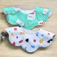 ★SALE★ハンドメイド　花びらスタイ　2枚セット　緑　ポップ　もくもくスタイ