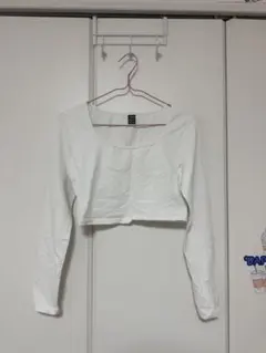 SHEIN 長袖 クロップド丈 トップス ホワイト