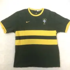 00s NIKE ブラジル代表Tシャツ　サッカーシャツ　リンガーT 刺繍ロゴ　L