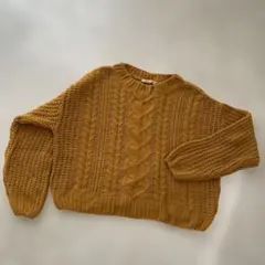 《美品》Khalita ケーブル編み 長袖ニットセーター マスタード　辛子色