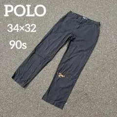 90's ラルフローレン チノパン ポロチノ ツータック 黒 ブラック