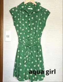 アクアガール aqua girl ノースリーブ　ワンピース　レトロ柄　ワールド
